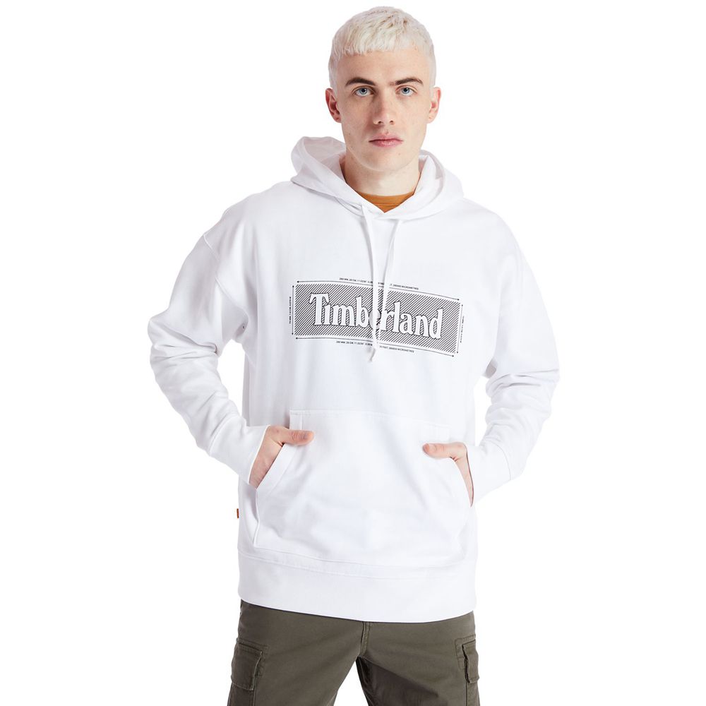 Hanorac Timberland Barbati Albi - Logo Hoodie - Romania - HZTXDF803